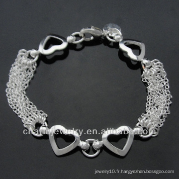 Bracelet en argent sterling 925 avec pendentif coeur pour femme BSS-008